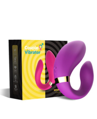 Vibromasseur forme U Violet pour couple avec double moteurs 